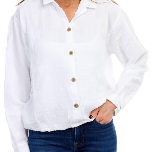 Women's Solid Button Down Top