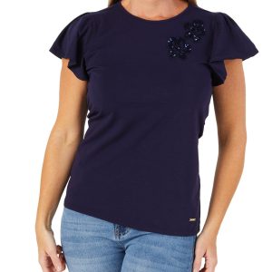 Women's Sequins Floral Solid Top