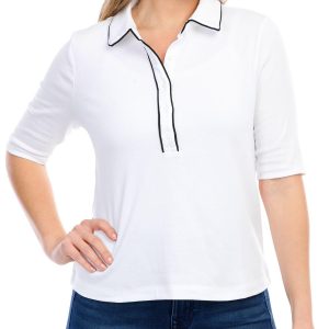 Women's Solid Polo Top