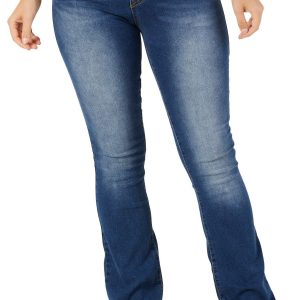 Women's Mid Rise Bling Pocket Boot Cut Jeans