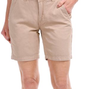 Women's Solid Khaki Shorts