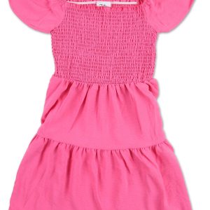 Girls Solid Smocked Dress