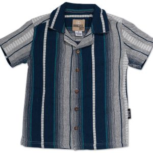 Little Boys Stripe Print Button Down Short