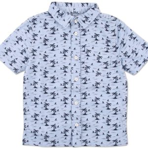 Little Boys Palm Tree Print Button Down Shirt