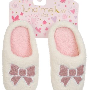 Girls Pink Bow Slippers