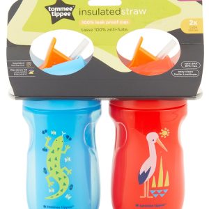 2 Pk 9 oz Flip Top Insulated Straw Cups