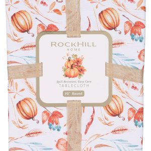 70 in Harvest Floral Pumpkin Print Tablecloth