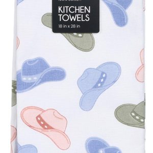 3 Pk Cowboy Hat Print Kitchen Towels