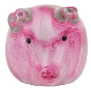 Glass Pink Pig Paper Weight Accent