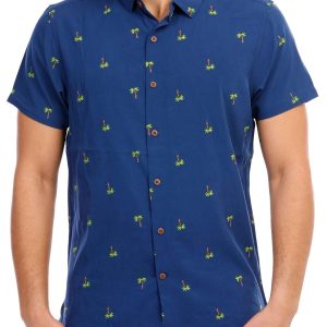Men's Palm Tree Print Button Down Shirt