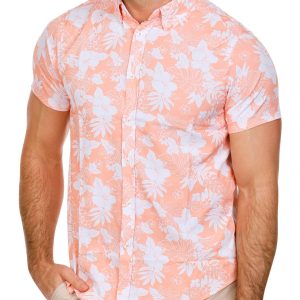 Men's Tropical Print Button Down Shirt