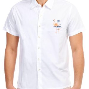 Men's Solid Flamingo Button Down Shirt