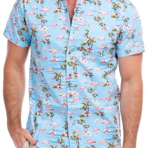 Men's Flamingo Print Button Down Shirt