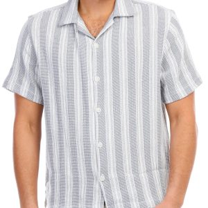Men's Stripe Print Button Down Shirt