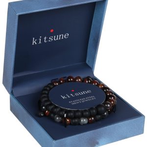 Men's 2 Pk Stainless Steel Beaded Bracelets