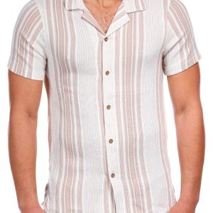 Men's Stripe Print Button Down Shirt