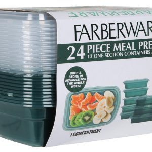 24 Pc  Meal Prep One Section Containers