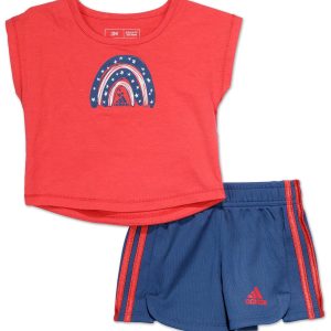 Baby Girls 2 Pc Rainbow Logo Shorts Set