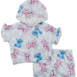 Toddler Girls 2 Pc Stitch Print Shorts Set