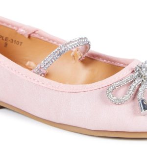 Toddler Girls Solid Rhinestone Bow Flats