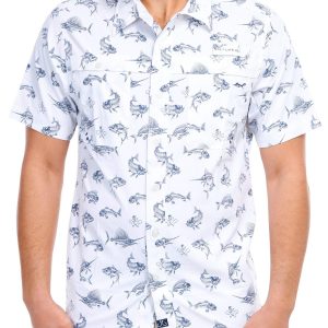 Men's Fish Print Button Down Shirt