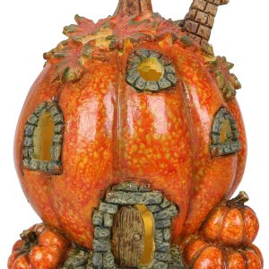 8 Resin LED Pumpkin Cottage