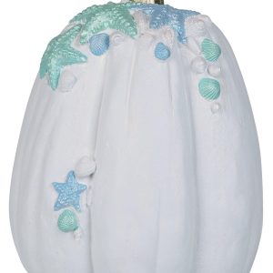 15 in. Nautical Theme Pumpkin with Seashell Accents